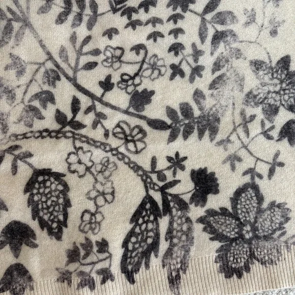 Anthropologie The Alani Cashmere Pilcro Mock-neck Sweater Beige Floral Large - Picture 7 of 16